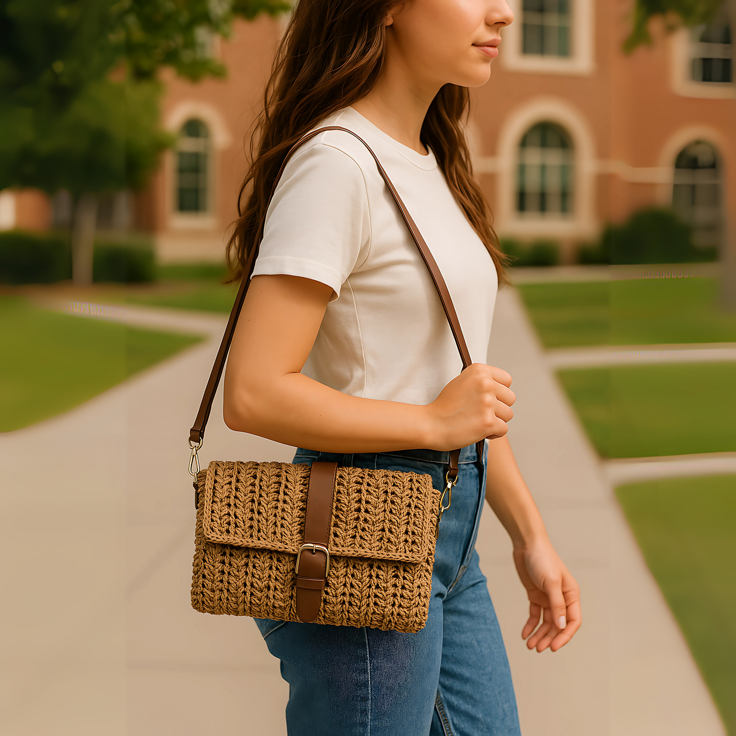 Bohem Tokalı Örgü El Çantası