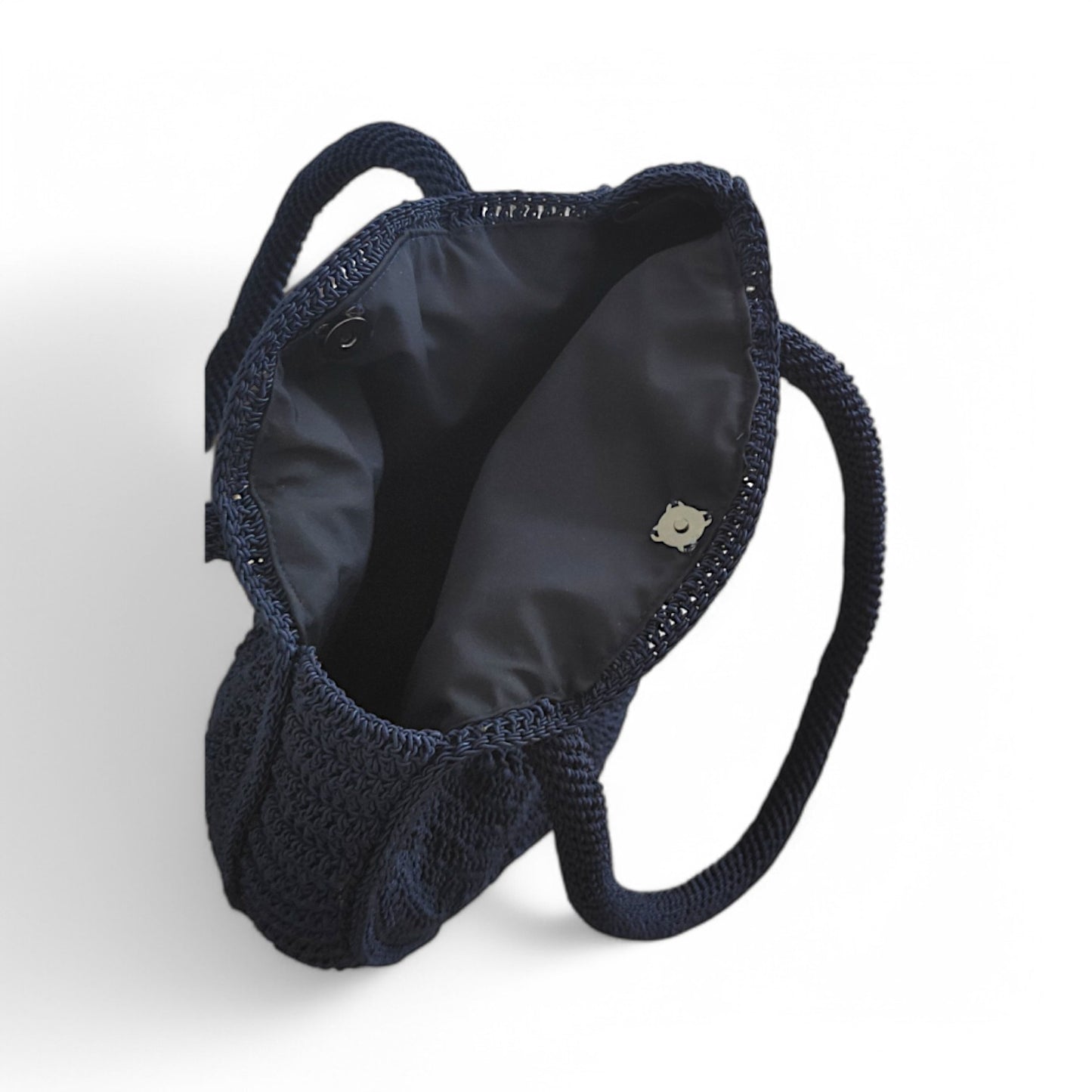 El Örgüsü Siyah Omuz Çantası Lacivert