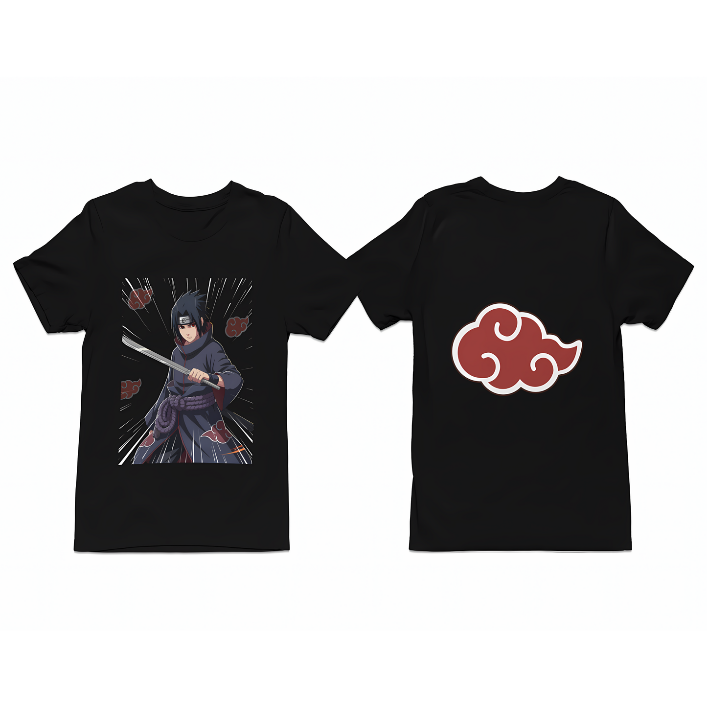 Akatsuki Sasuke Uchiha Oversize Ön ve Arka Yüzü Baskılı T-Shirt