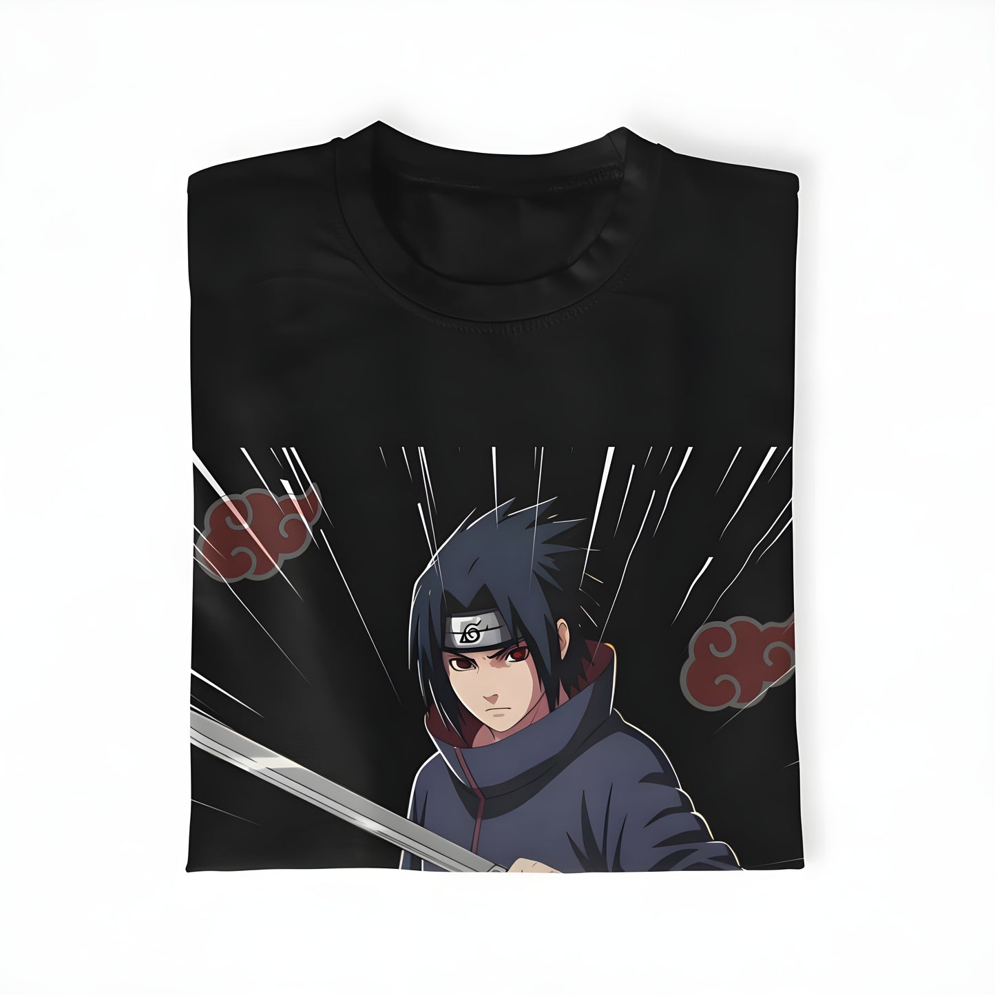 Akatsuki Sasuke Uchiha Oversize Ön ve Arka Yüzü Baskılı T-Shirt