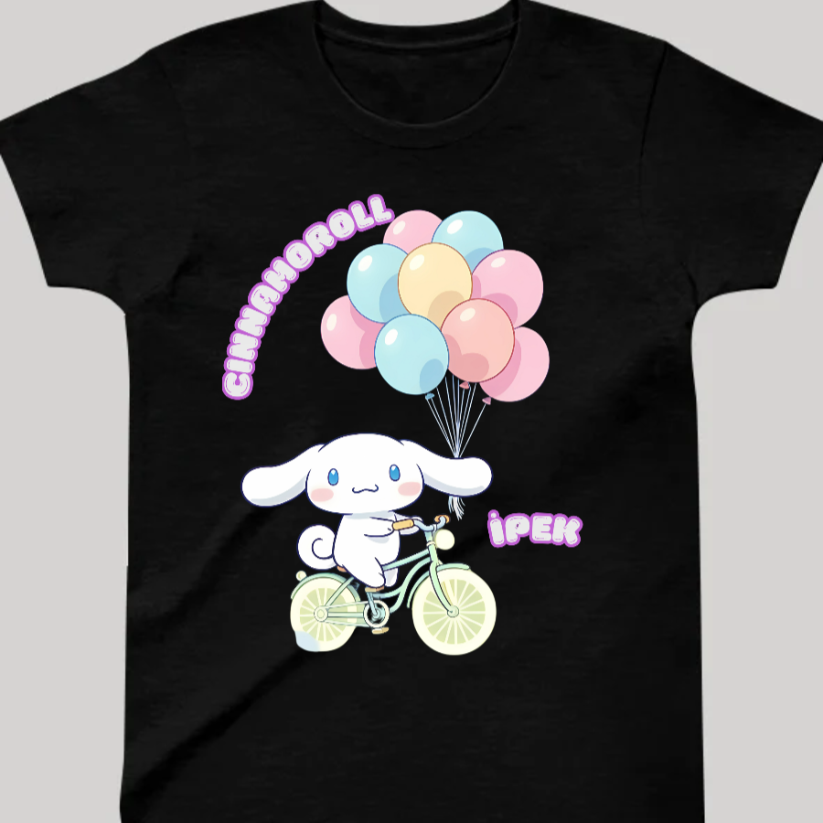 Cinnamoroll Baloon İsme Özel Çocuk T-Shirt - %100 Pamuk