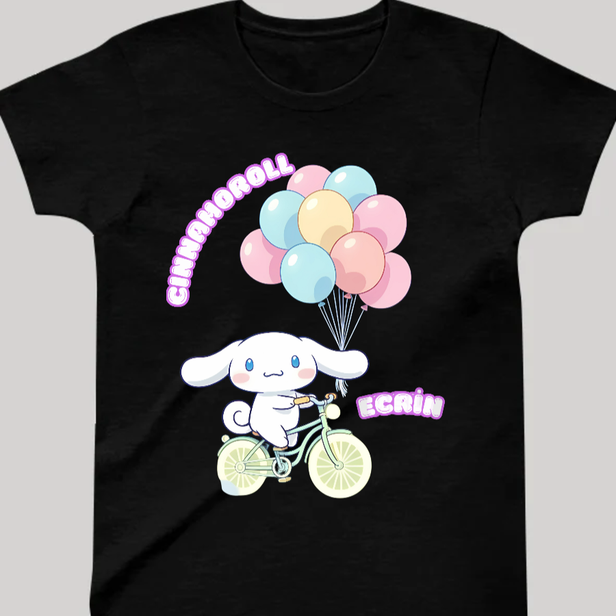 Cinnamoroll Baloon İsme Özel Çocuk T-Shirt - %100 Pamuk