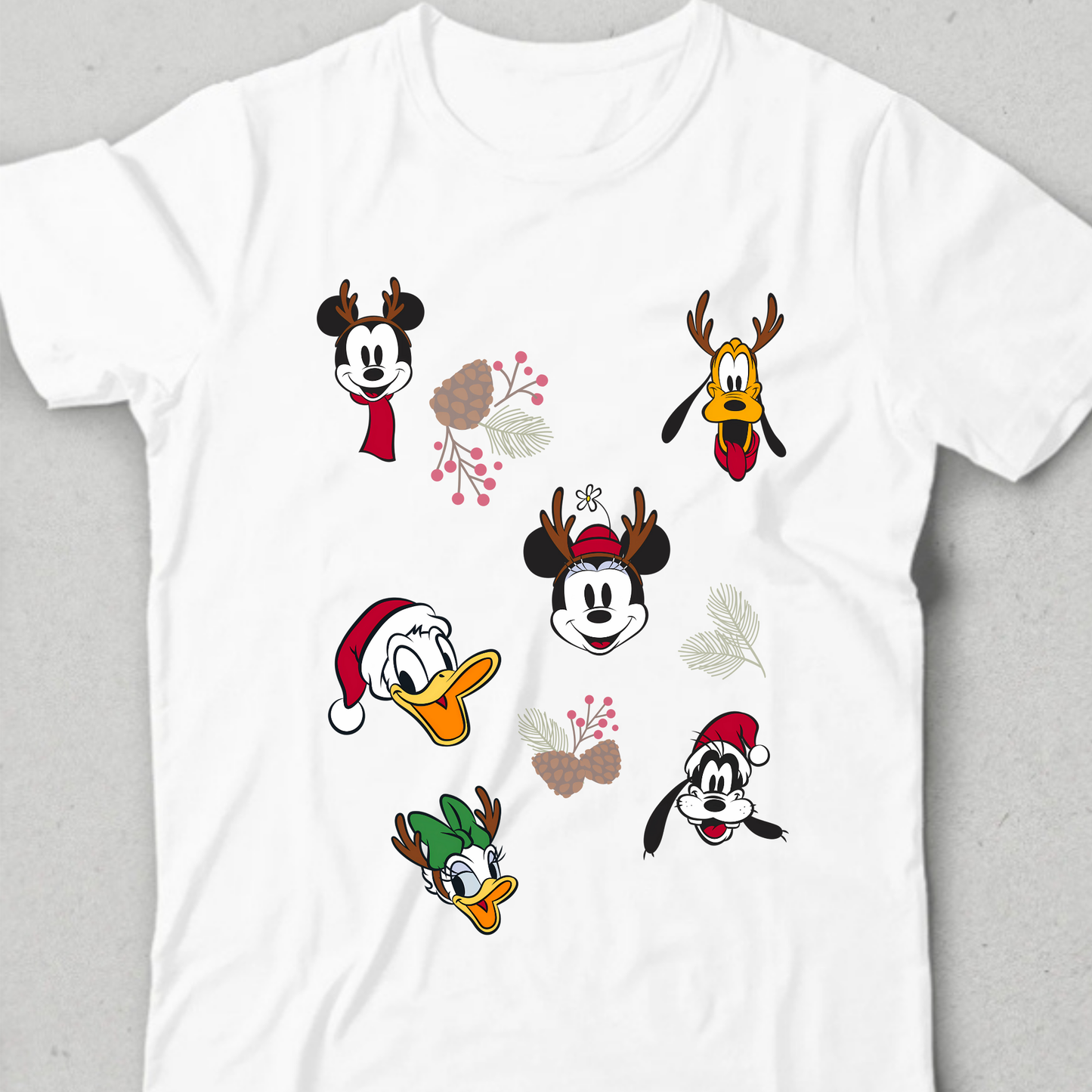 Disney Yeni Yıl Temalı Özel Tasarım Çocuk T-Shirt - %100 Pamuk