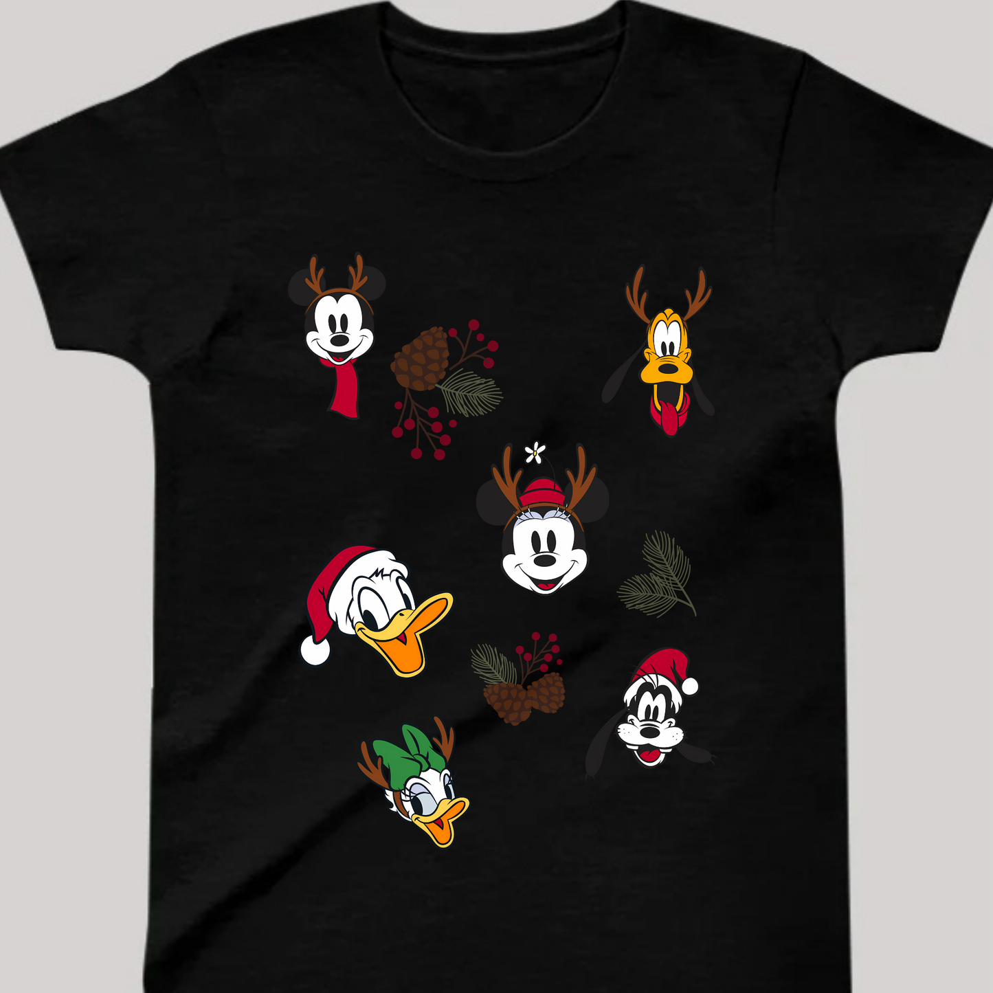 Disney Yeni Yıl Temalı Özel Tasarım Çocuk T-Shirt - %100 Pamuk