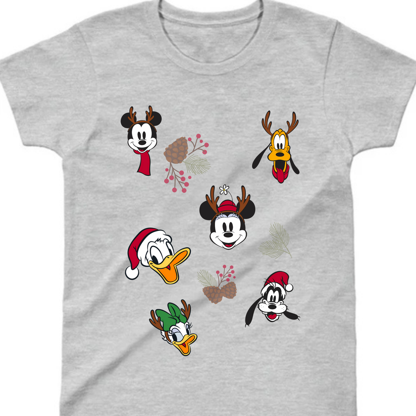 Disney Yeni Yıl Temalı Özel Tasarım Çocuk T-Shirt - %100 Pamuk