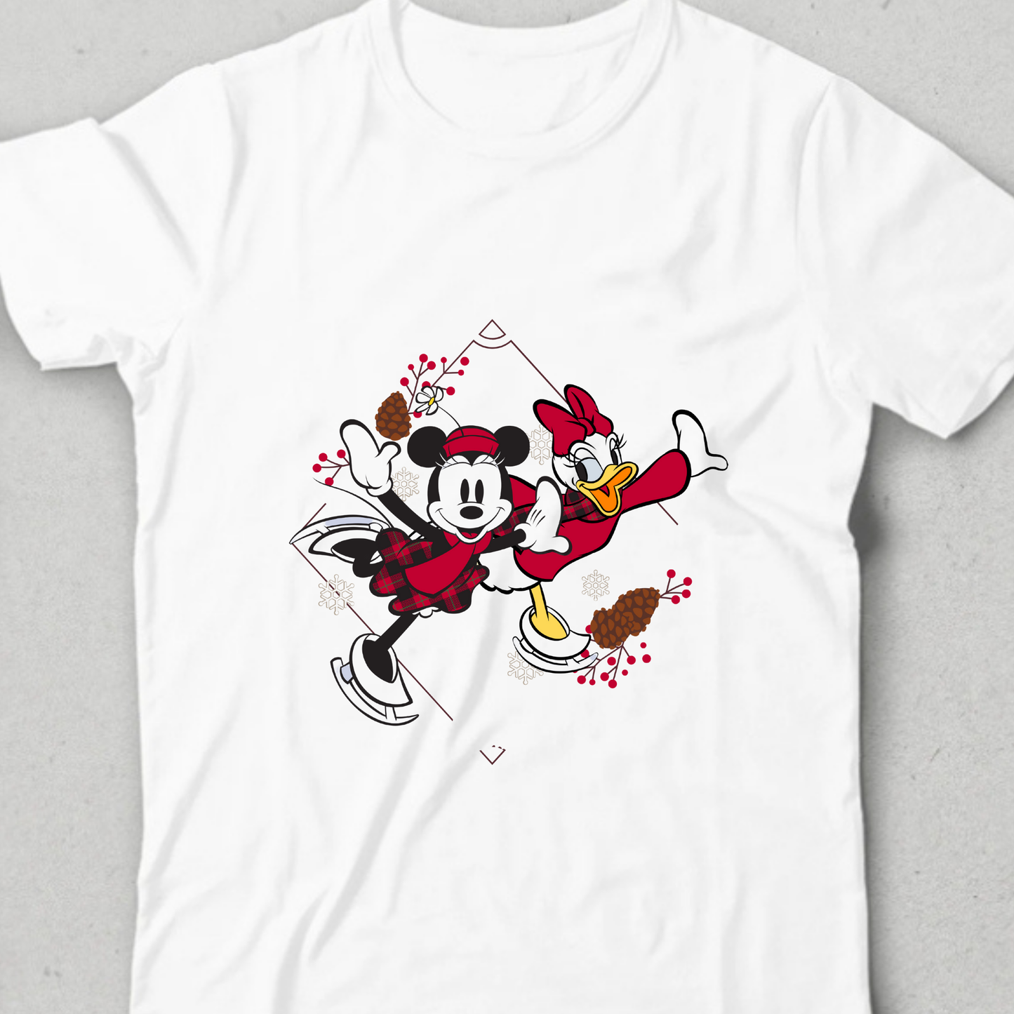 Özel Tasarım %100 Pamuk Disney Daisy ve Minnie Baskılı Çocuk T-Shirt