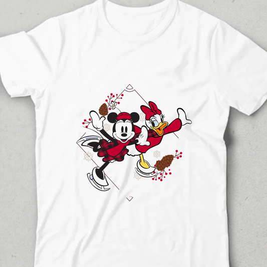 Özel Tasarım %100 Pamuk Disney Daisy ve Minnie Baskılı Çocuk T-Shirt