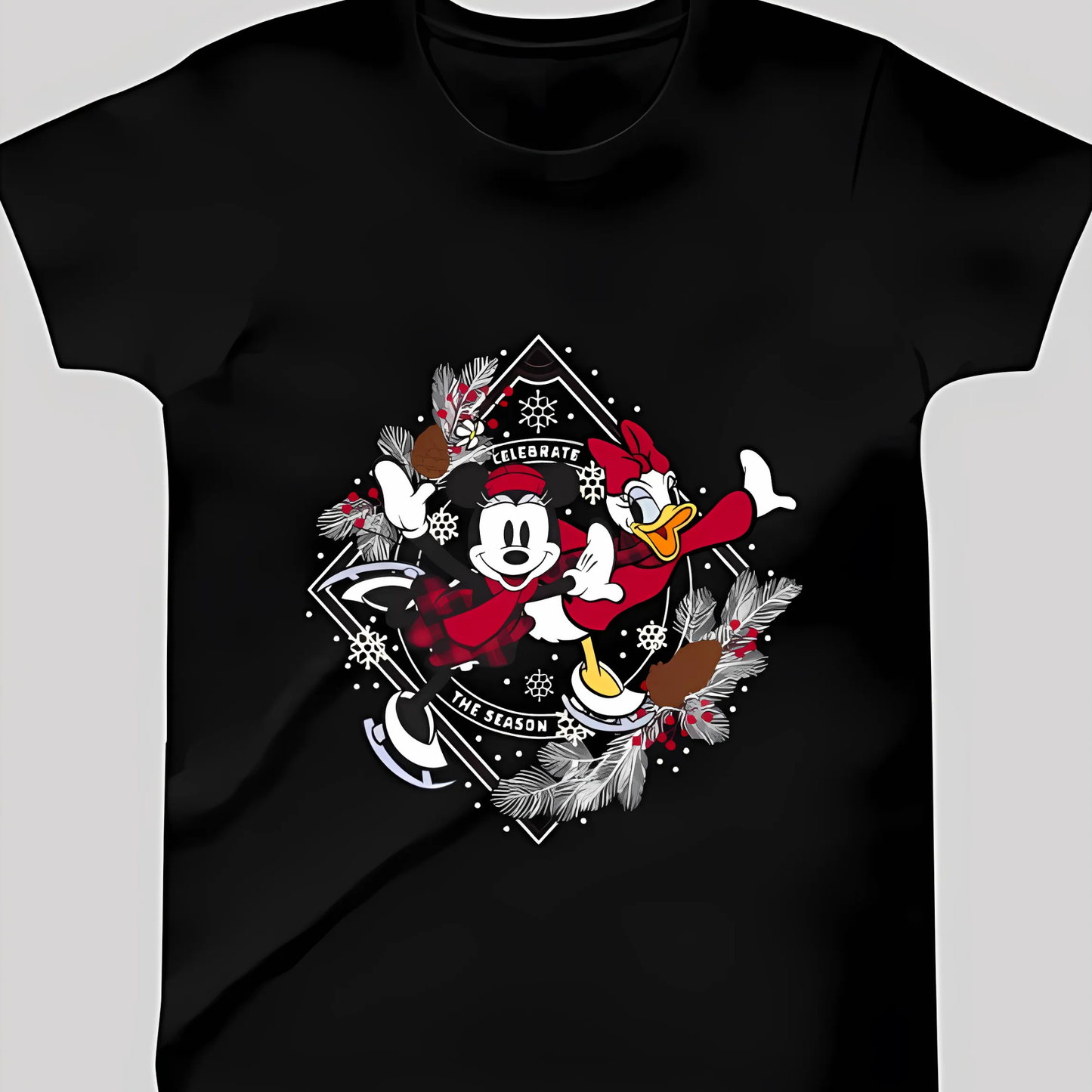 Özel Tasarım %100 Pamuk Disney Daisy ve Minnie Baskılı Çocuk T-Shirt