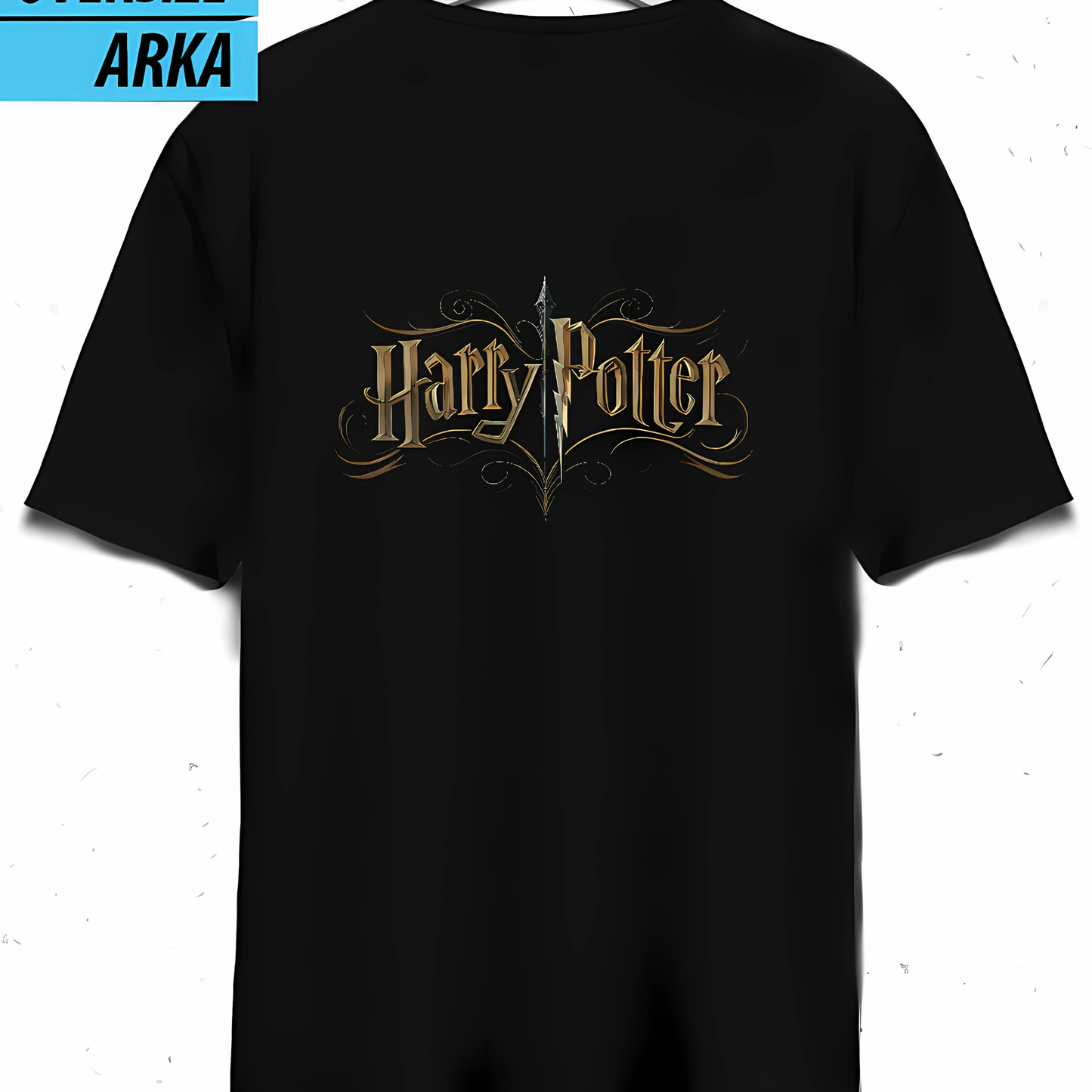 Renkli Harry Potter Oversize Ön ve Arka Yüzü Baskı T-shirt - %100 Pamuk