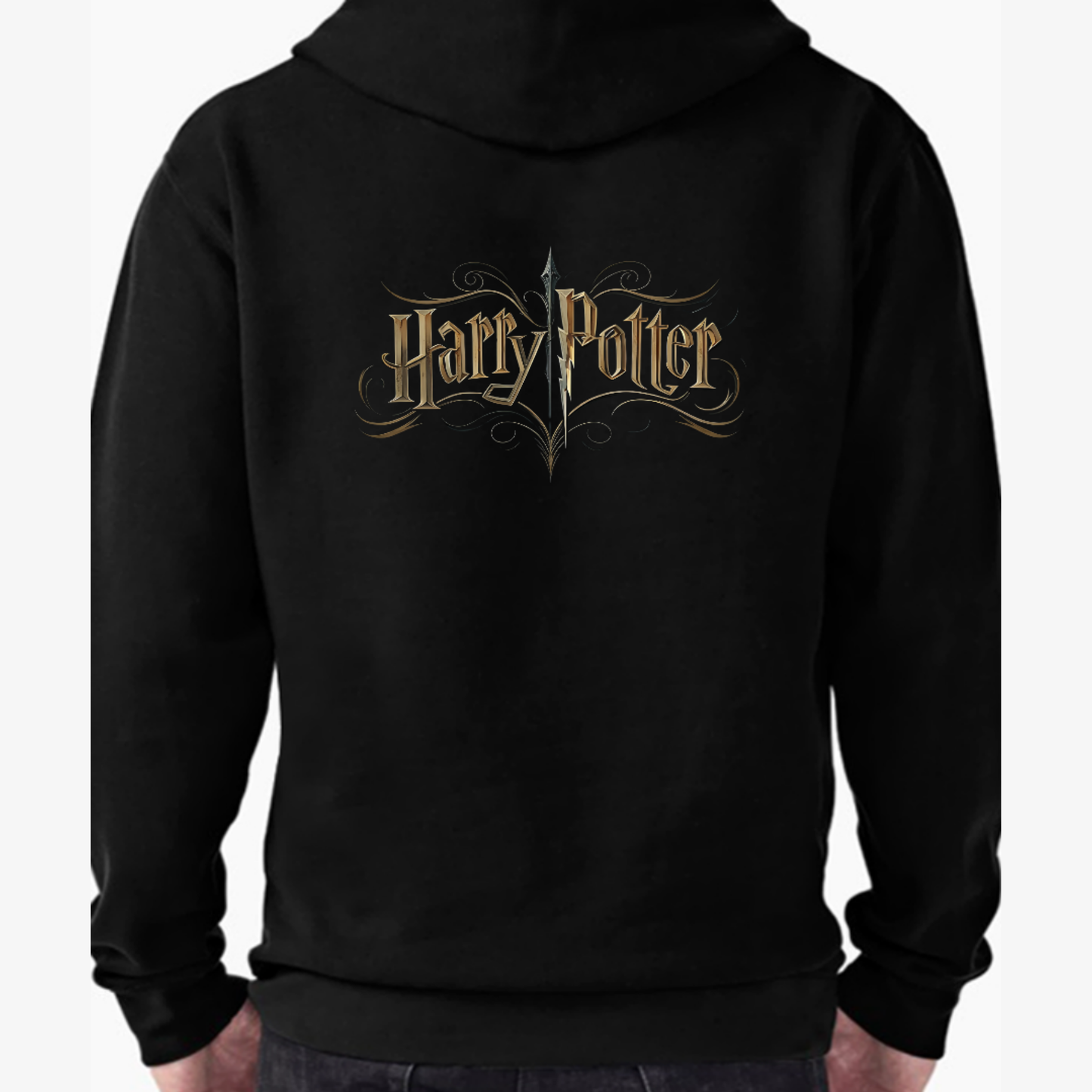 Renkli Harry Potter Kapüşonlu Ön ve Arka Yüzü Baskılı Sweatshirt - Pamuk