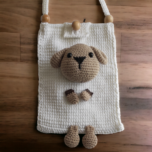 Hand Knitted Sweet Dog Figured Phone Bag - White