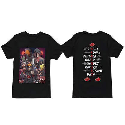 Naruto Akatsuki Oversize Ön ve Arka Yüzü Baskılı T-Shirt