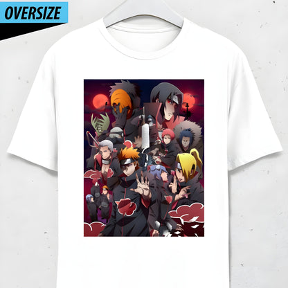 Naruto Akatsuki Oversize Ön ve Arka Yüzü Baskılı T-Shirt