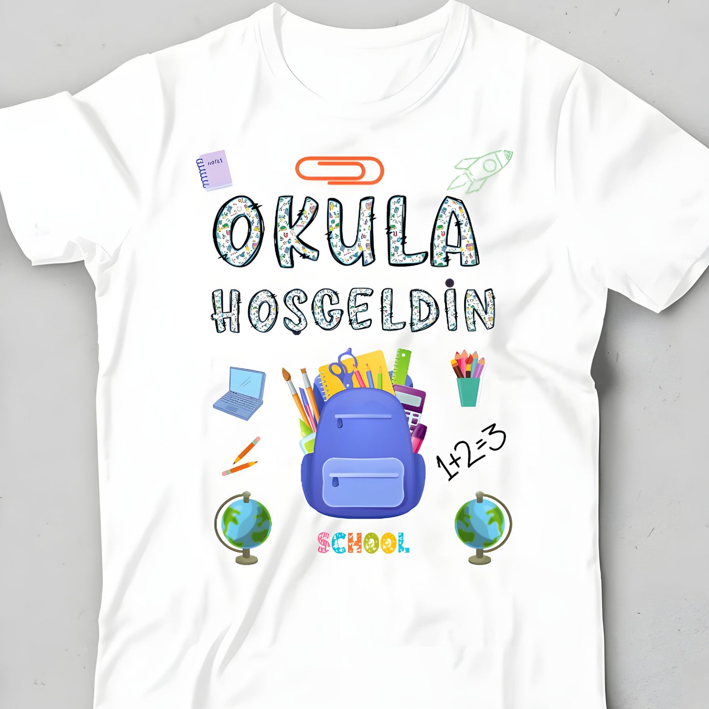 Okula Hoşgeldin Çocuk T-Shirt - %100 Pamuk