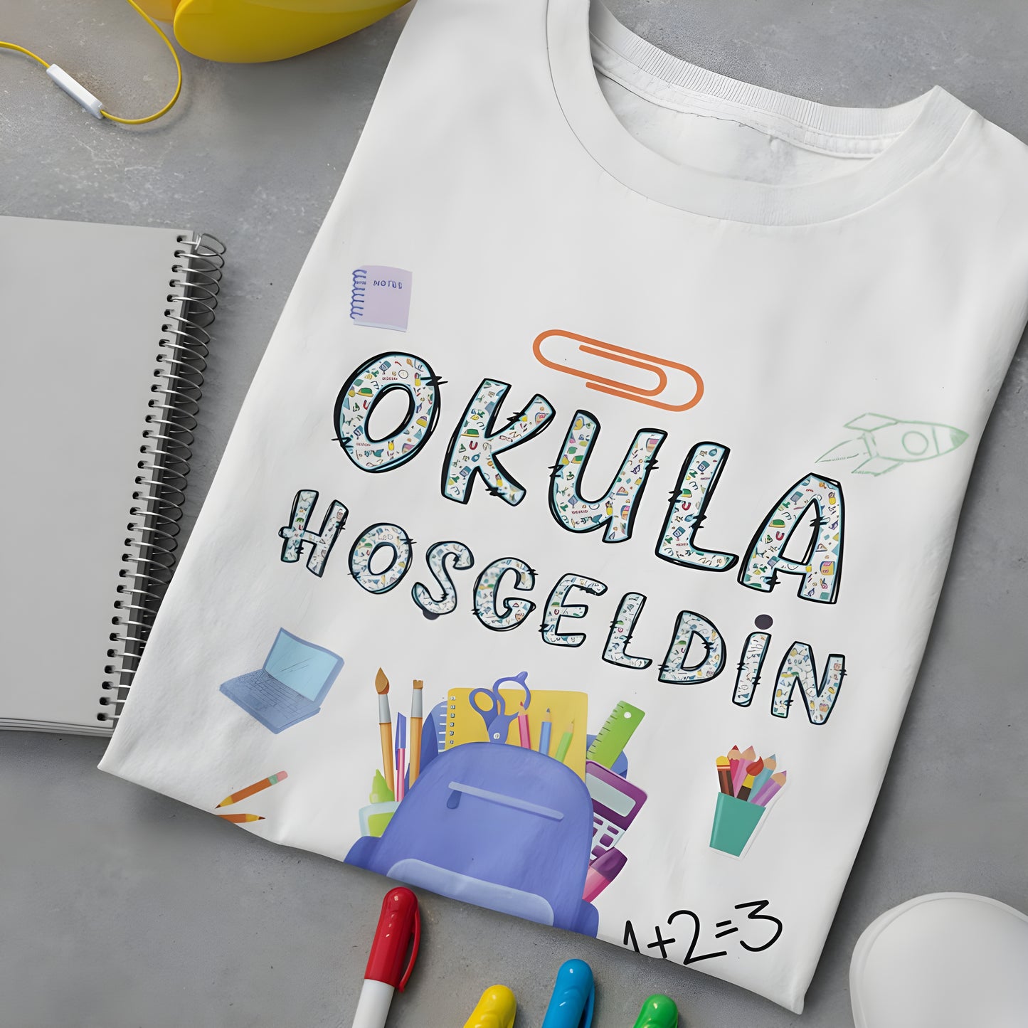 Okula Hoşgeldin Çocuk T-Shirt - %100 Pamuk