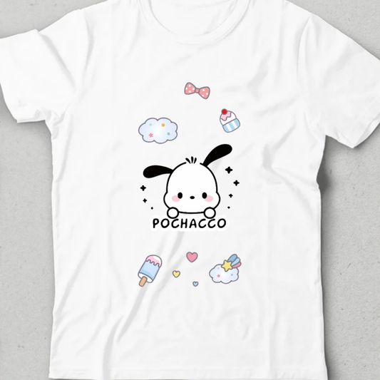 Minimalist Pochacco Çocuk T-shirt - %100 Pamuk