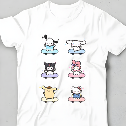 Sanrio All Skateboard Çocuk T-Shirt - %100 Pamuk