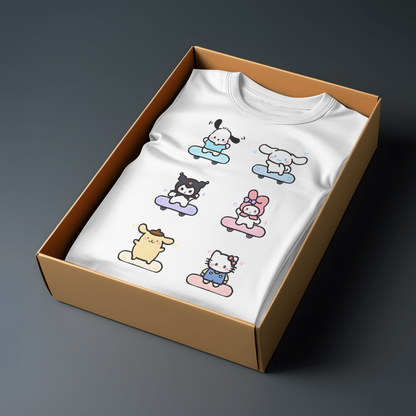 Sanrio All Skateboard Çocuk T-Shirt - %100 Pamuk