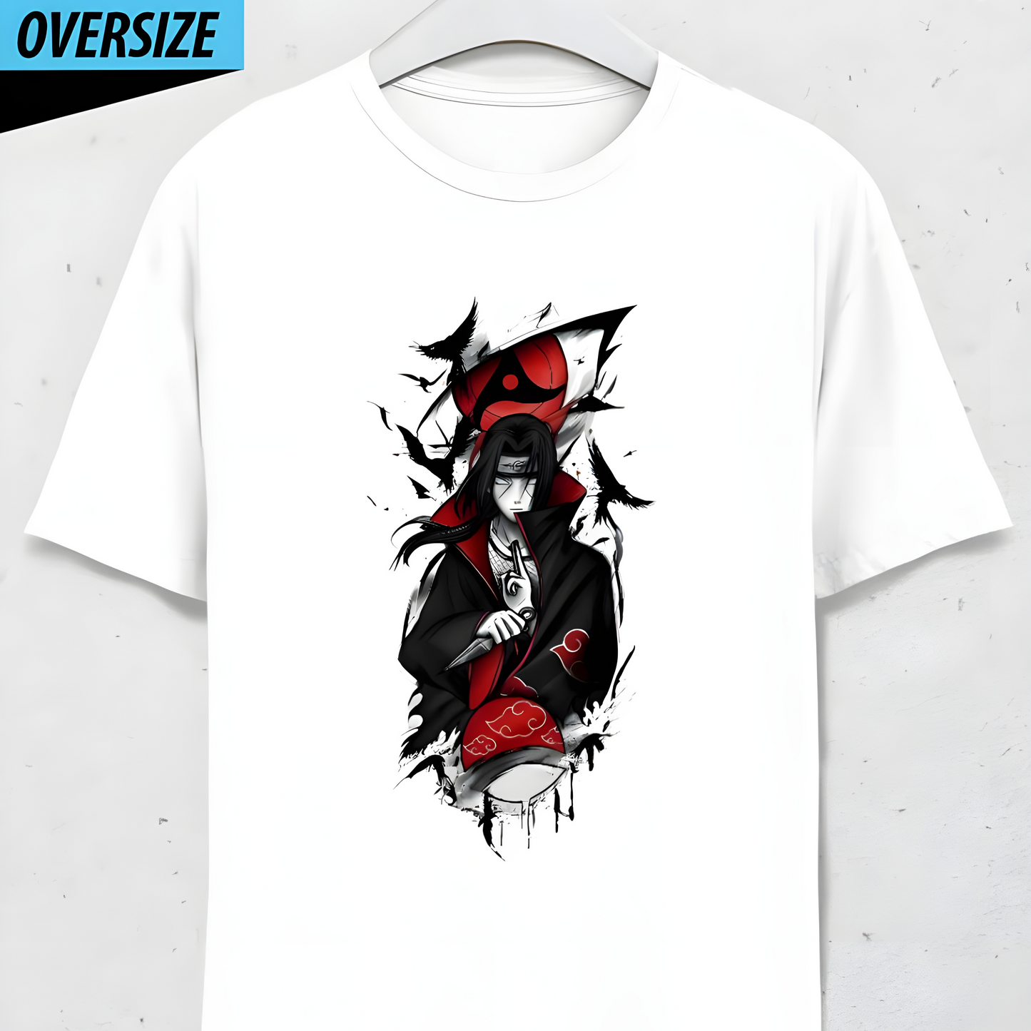 Itachi Uchiha Oversize Ön Yüz Baskılı T-Shirt