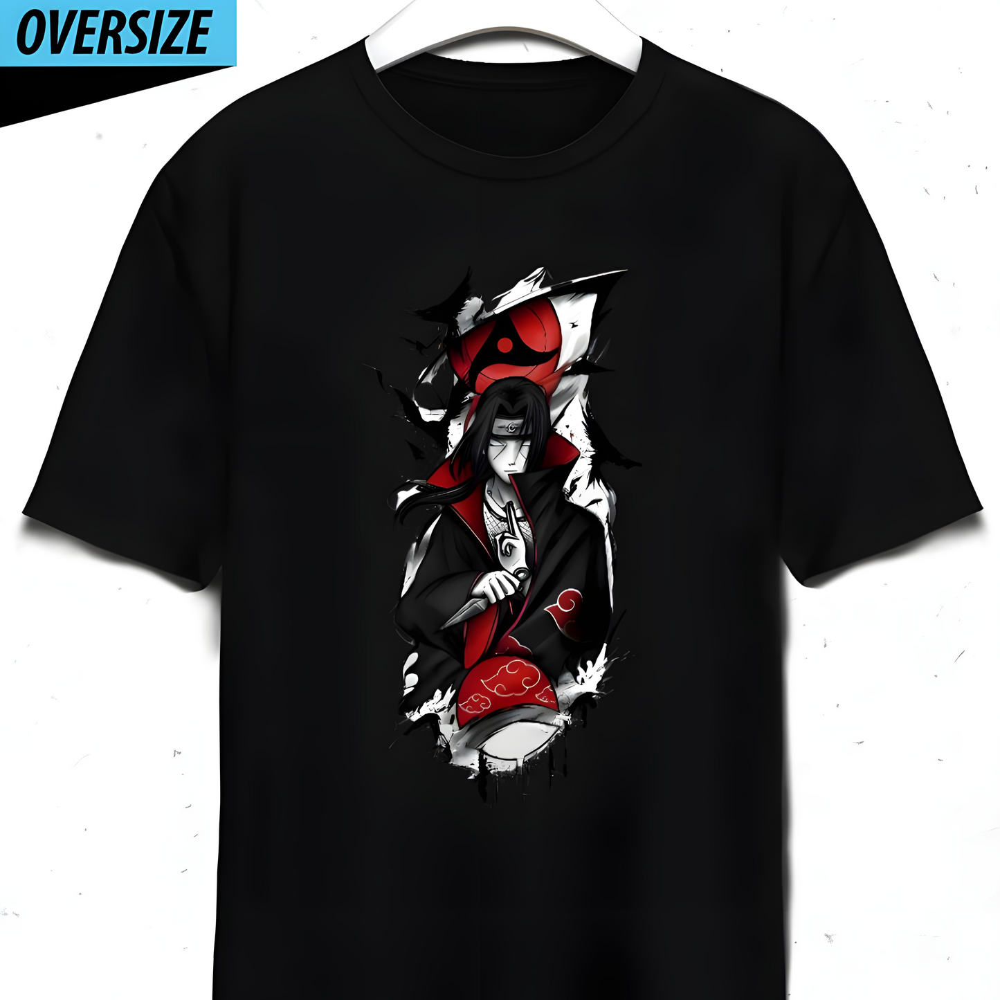 Itachi Uchiha Oversize Ön Yüz Baskılı T-Shirt