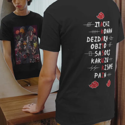 Naruto Akatsuki Oversize Ön ve Arka Yüzü Baskılı T-Shirt